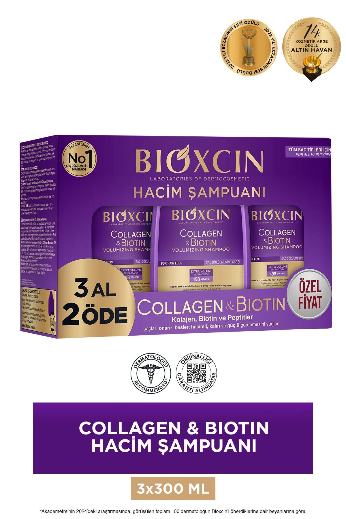 Bioxcin Collagen & Biotin Saç Dökülmesine Karşı Şampuan 300 ml - 3 Al 2 Öde