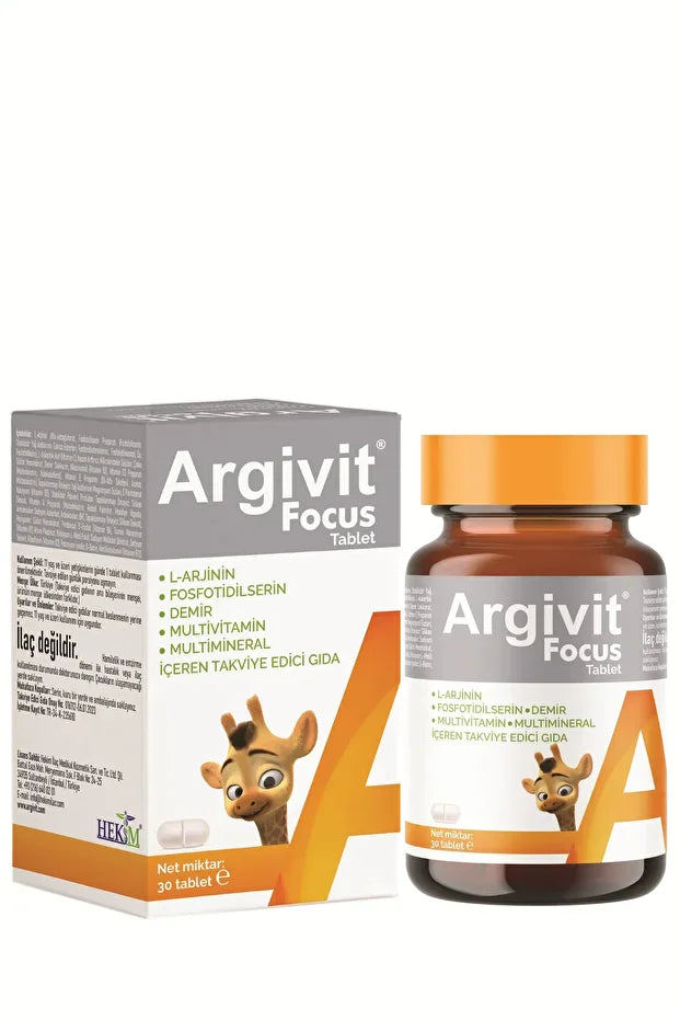 Argivit Focus 30 Tablet L-Arjinin Fosfotidilserin Demir Multivitamin Multimineral