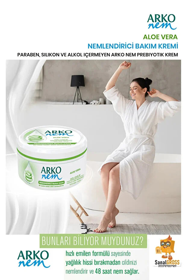 Arko Nem Aloe Vera Özlü 300ml Nemlendirici Bakim Kremi