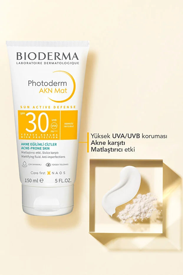 Bioderma Akn Mat Spf30 150ml+sebium Gel Moussant 100ml Yagli Akne Bakim Seti