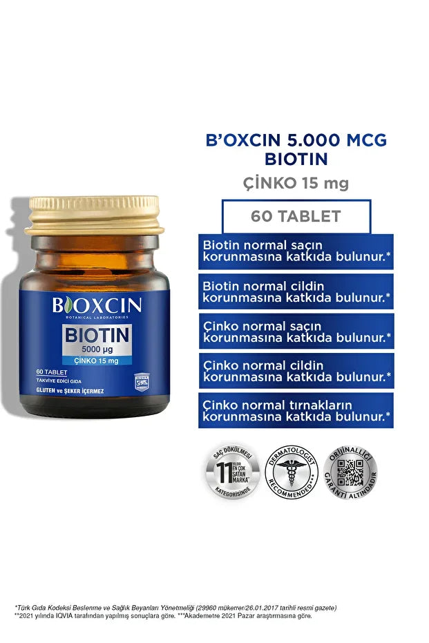 Bioxcin Biotin 5000mcg 60 Tablet+biotin Sampuan 300 Ml Kofre