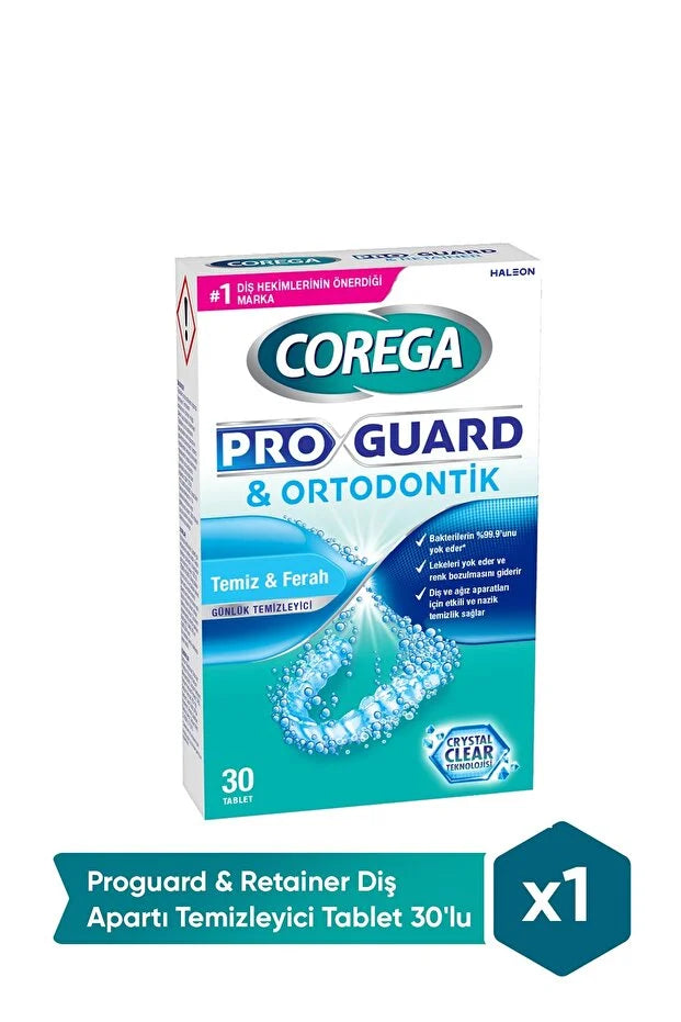 Corega Proguard Ortodontik Günlük Temizleyici 30 Tablet