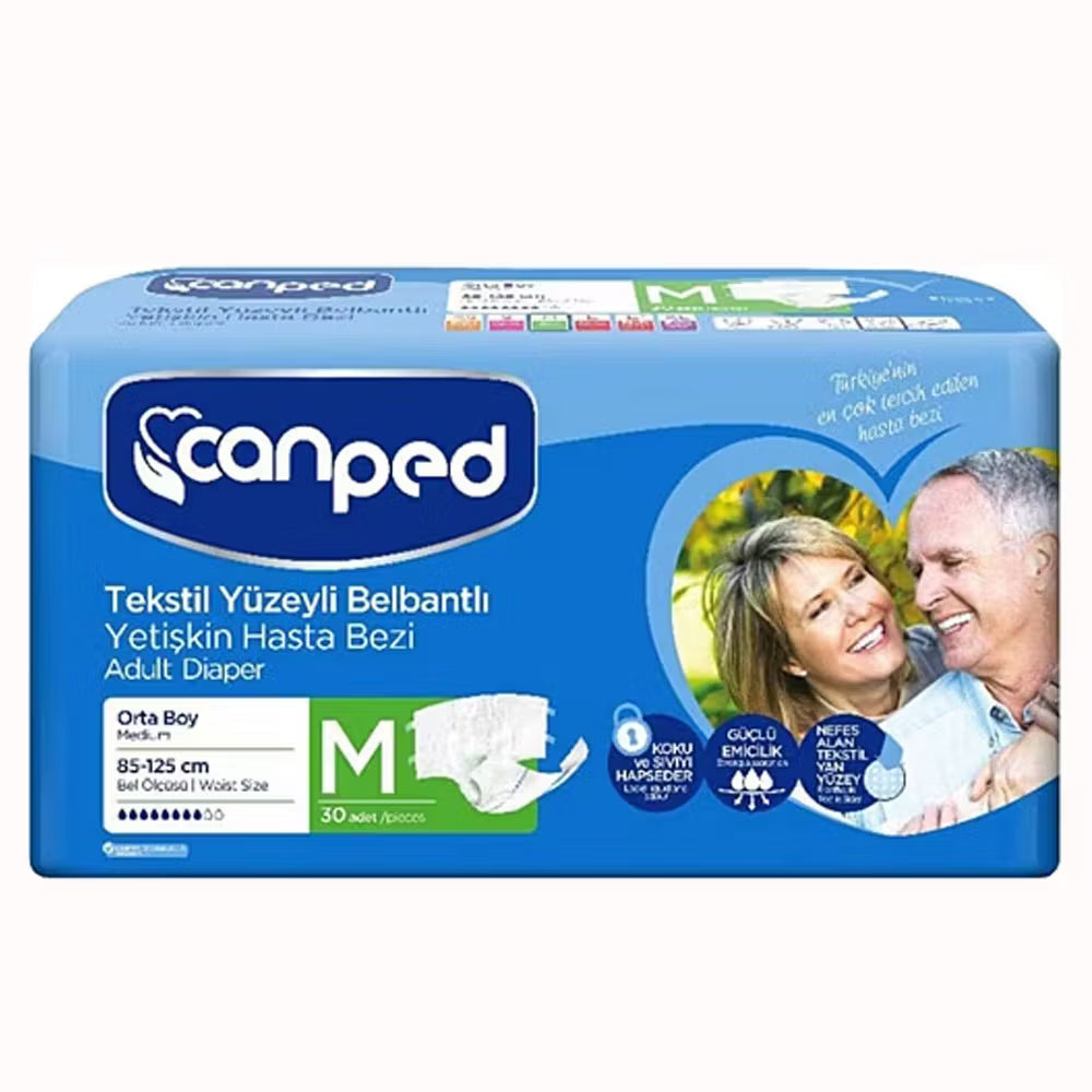 Canped Belbantli TekstiL Yüzeyli YetiŞkiN Hasta Bezi Orta Boy M 9 Adet