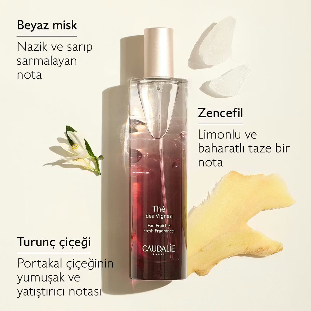 Caudalie The Des Vignes Set Fresh Fragrance 50ml+ Scented Candle 35gr + Shower Gel 50ml