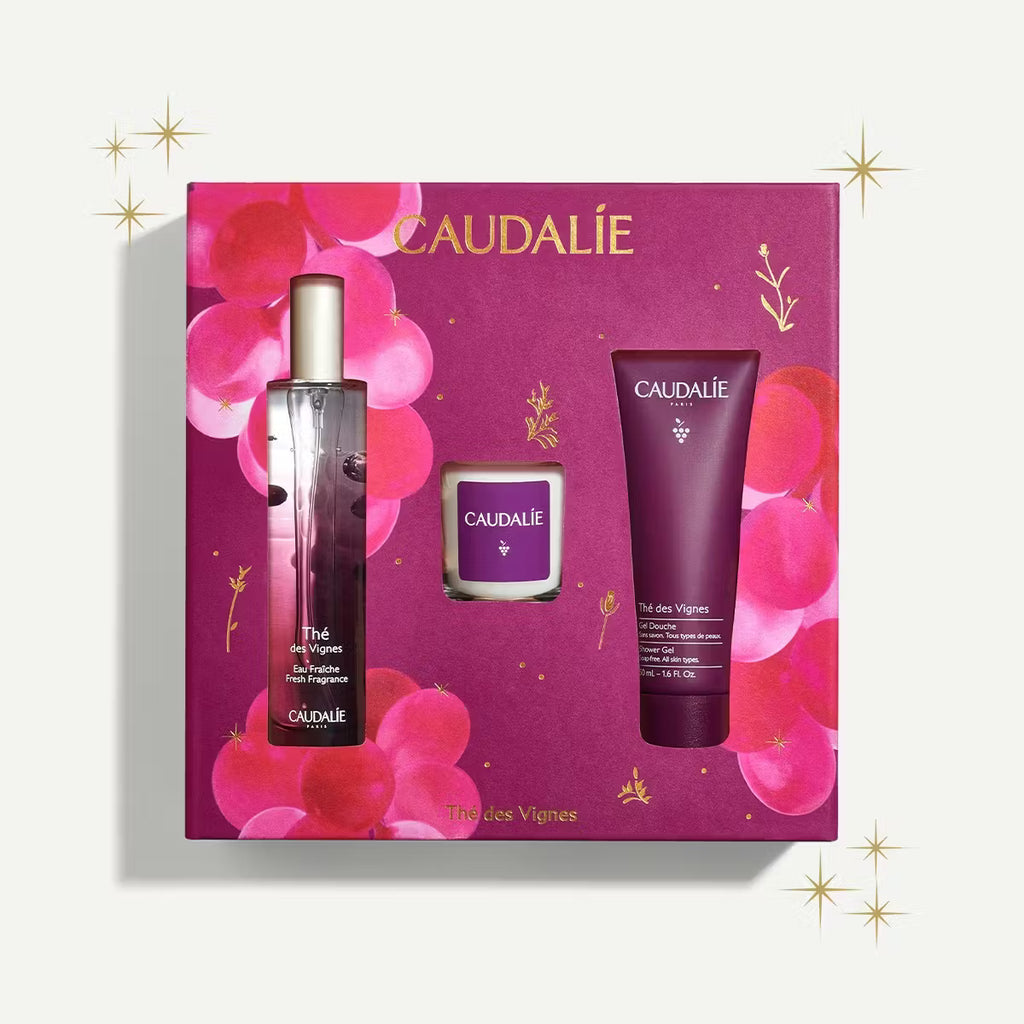 Caudalie Thé des Vignes Fresh Fragrance 50 ml + Scented Candle 35 gr + Thé des Vignes Shower Gel 50 ml Set