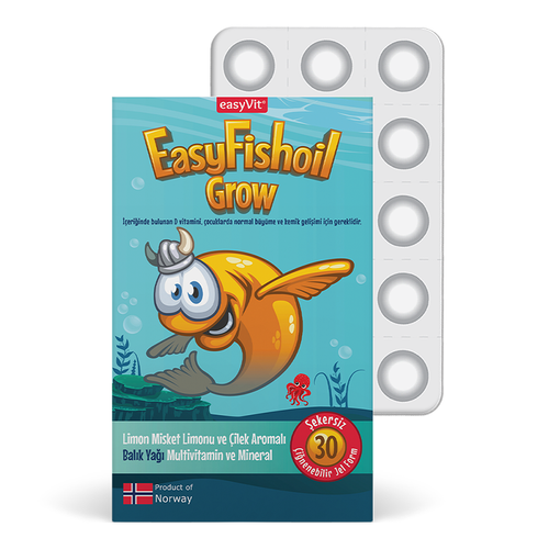 Easyvit Easyfishoil GROW 30 Çiğneme FORM Limon Çilek Aromali