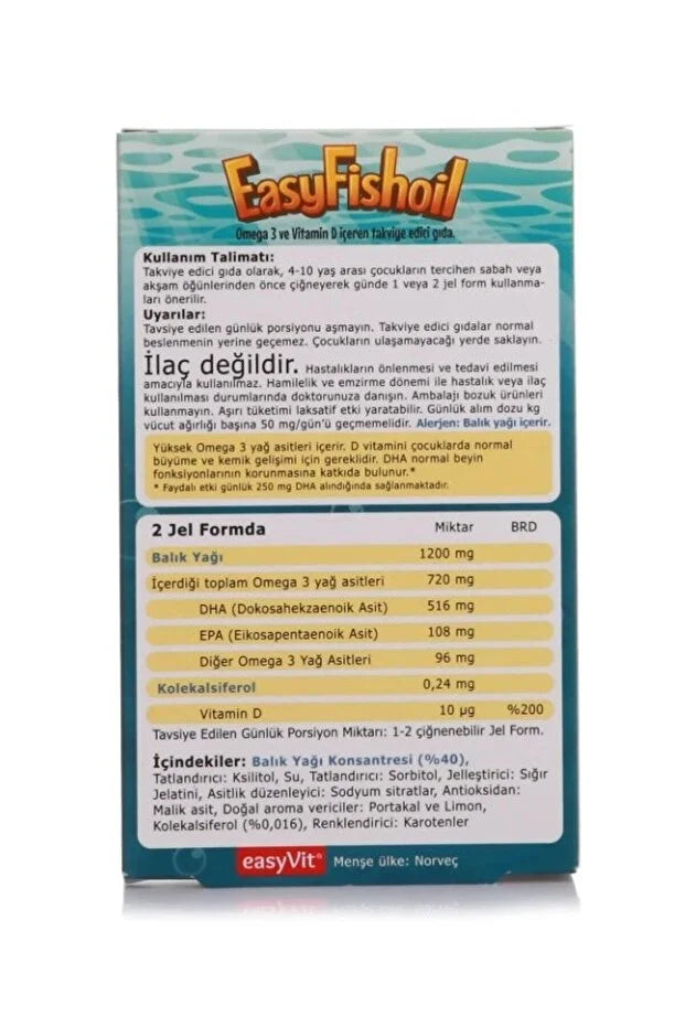 Easyfish Multi Omega 3 Vitamin Mineral 30 ADET Çiğnenebilir JEL