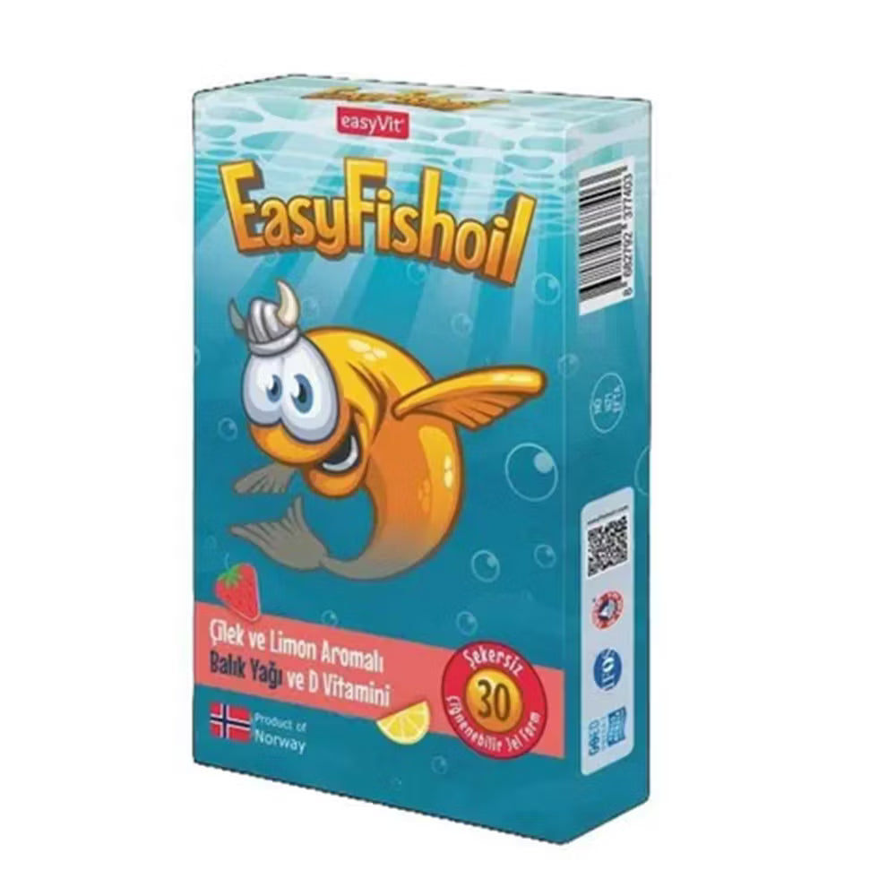 Easyvit Easyfishoil Çocuk 30 Çiğneme FORM Çilek VE Limon Aromali