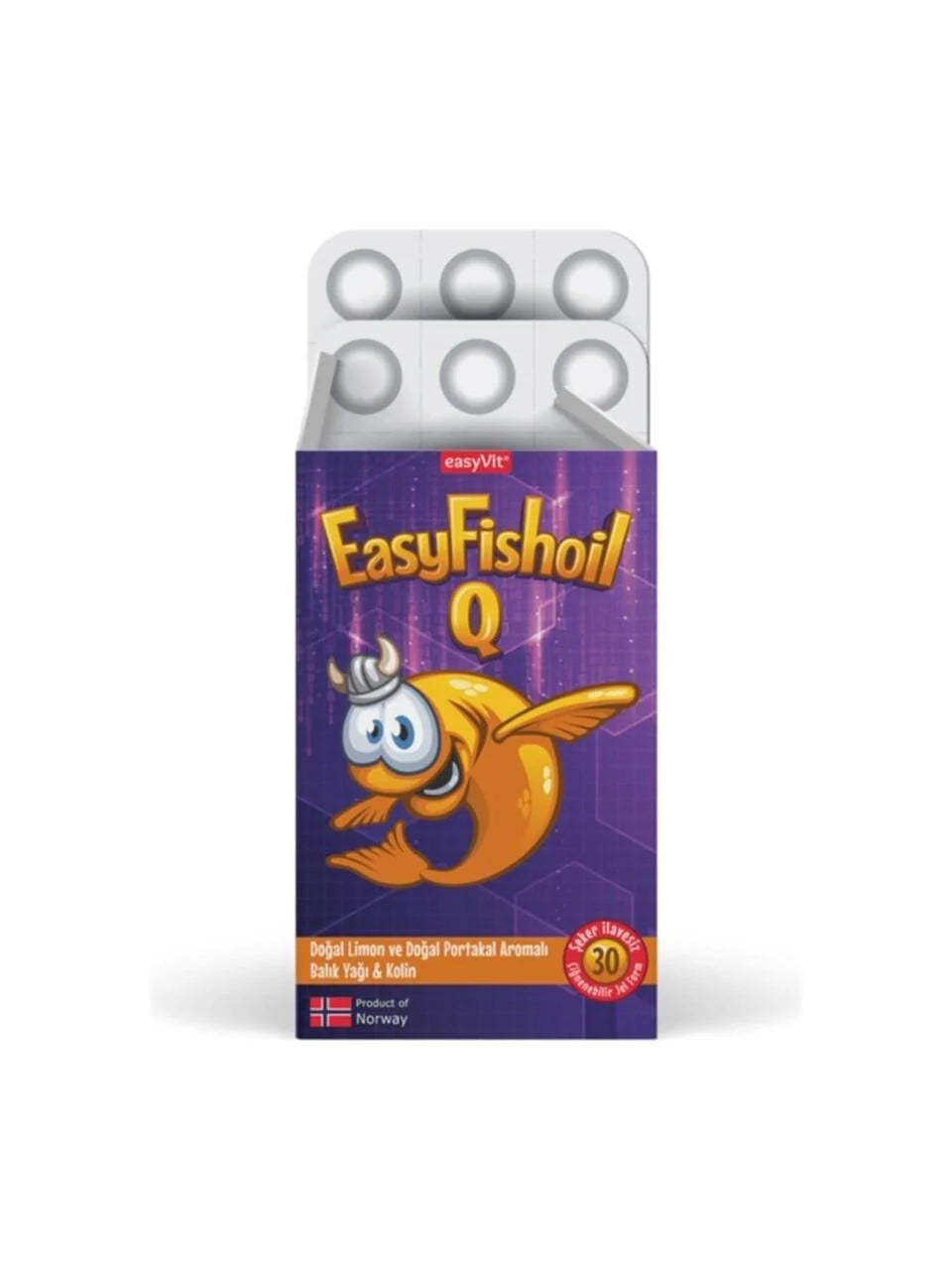 Easyvit Easyfishoil Q KIDS Balık Yağı Vitamin B6 Vitamin B12 30 ADET Çiğnenebilir JEL