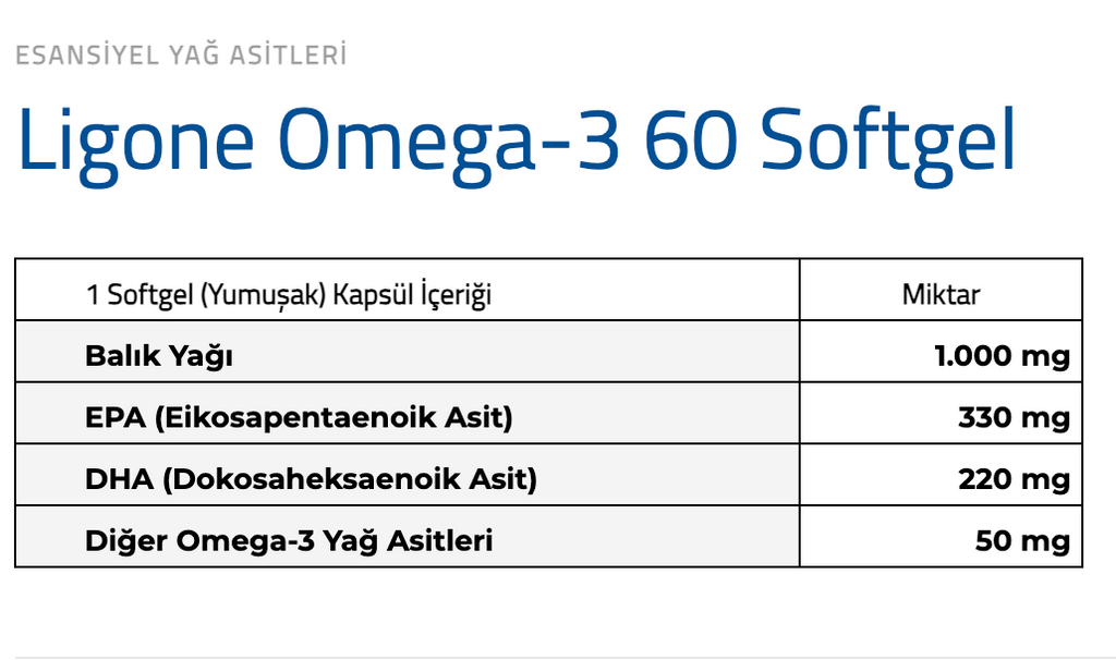 Ligone Omega-3 500MG 60 Yumuşak Jelatin Kapsül
