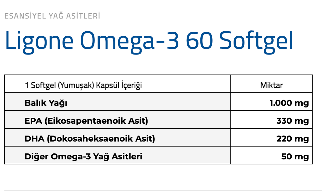Ligone Omega-3 500MG 60 Yumuşak Jelatin Kapsül