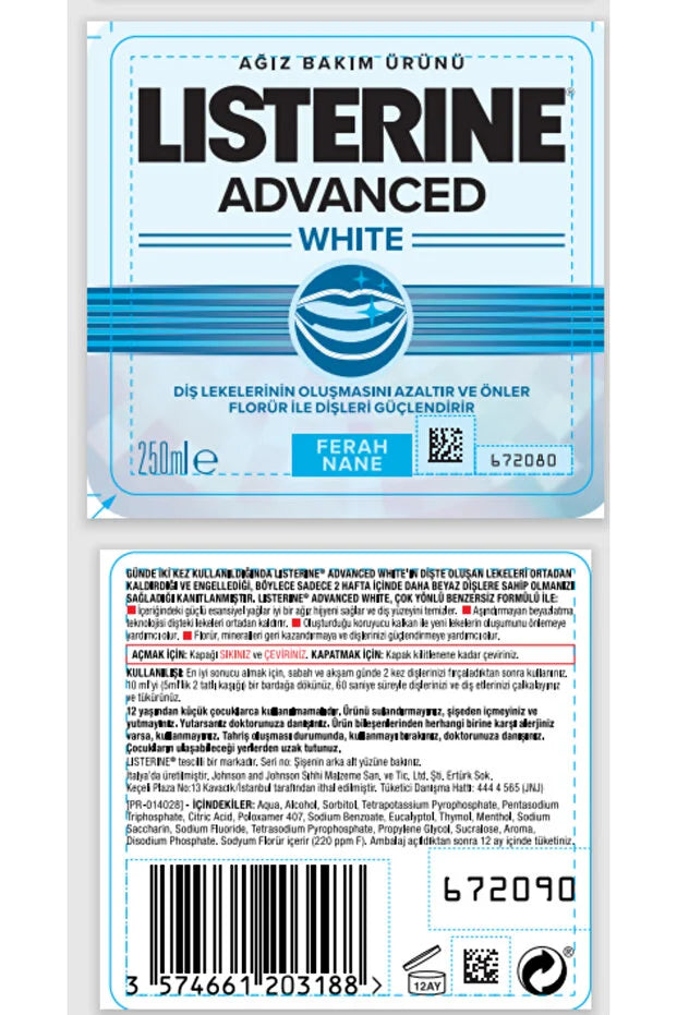 Listerine Advance White Hafif Tat 500ml