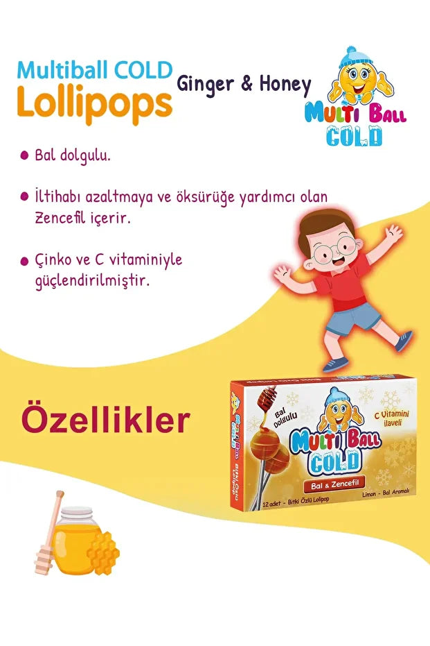 Multiball COLD BAL Zencefil 12 Lolipop Çocuk Pastili