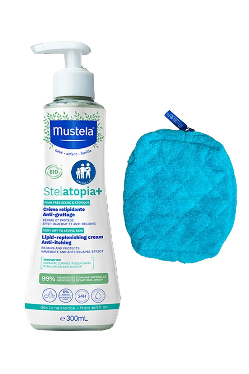 Mustela Stelatopia+ Lipit Yenileyici Krem 300 ml + Makyaj Çantası Hediyeli