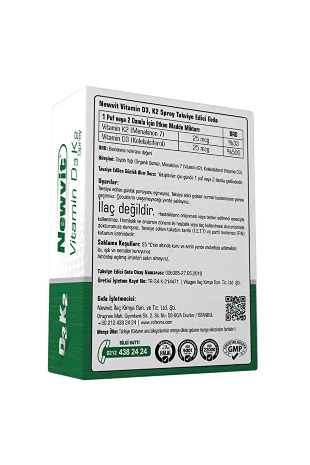 Newvit D3K2 Vitamin D Vitamin K2 30ML ORAL Sprey