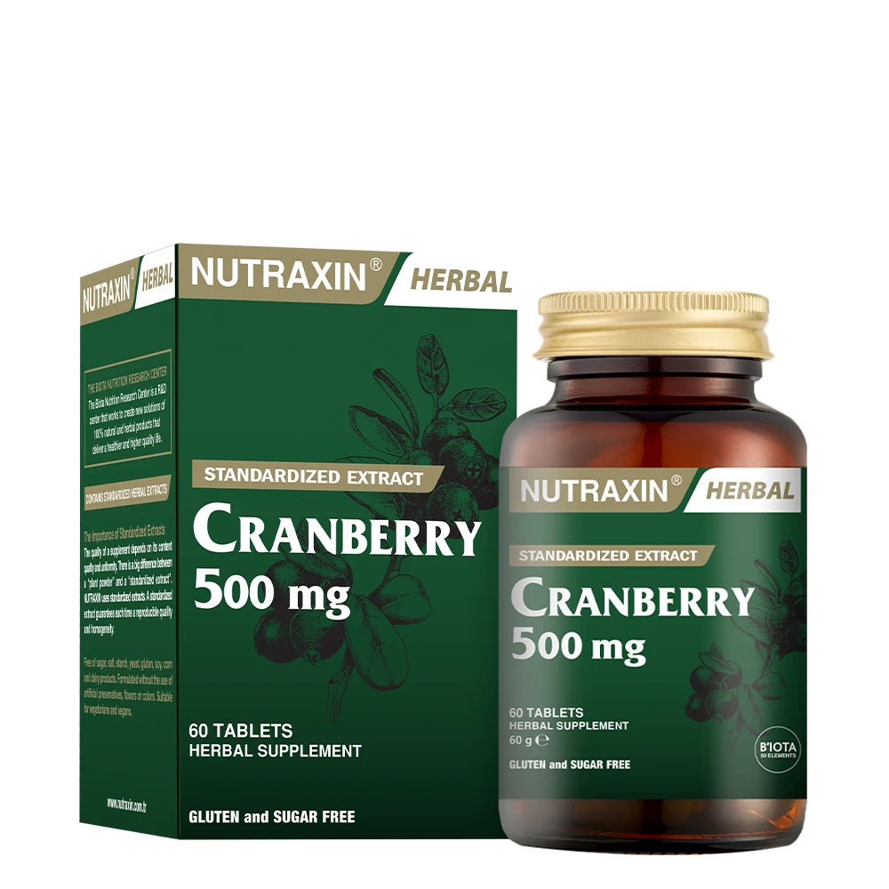 Nutraxin Cranberry Tablet Turna Yemişi 500MG 60 Tablet