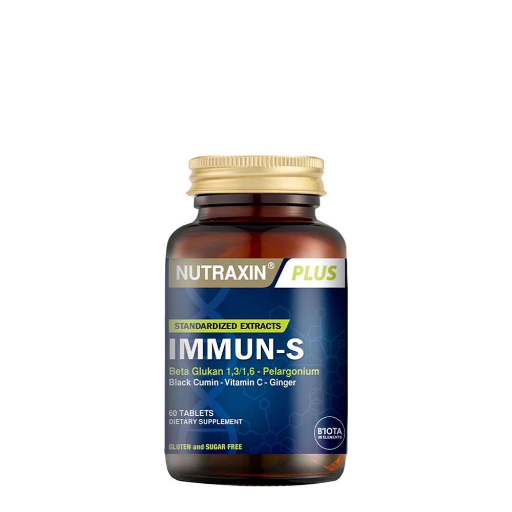 Nutraxin Immun-S 60 Tablet BETA Glukan Afrika Sardunyasi Çörek OTU Zencefil Vitamin C