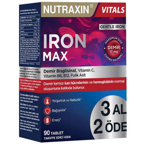 NUTRAXIN IRON MAX 17MG 90 TABLET 3 AL 2 ÖDE