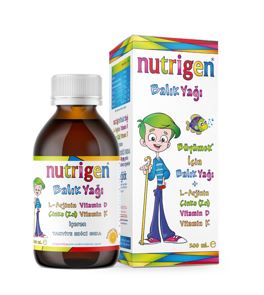 Nutrigen Balık YAĞI 200ML Şurup L-Arjinin Çinko Vitamin D Vitamin K