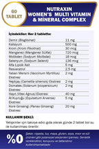 Nutraxin Multivitamin Mineral Kompleksi Kadinlara ÖZEL 60 Tablet