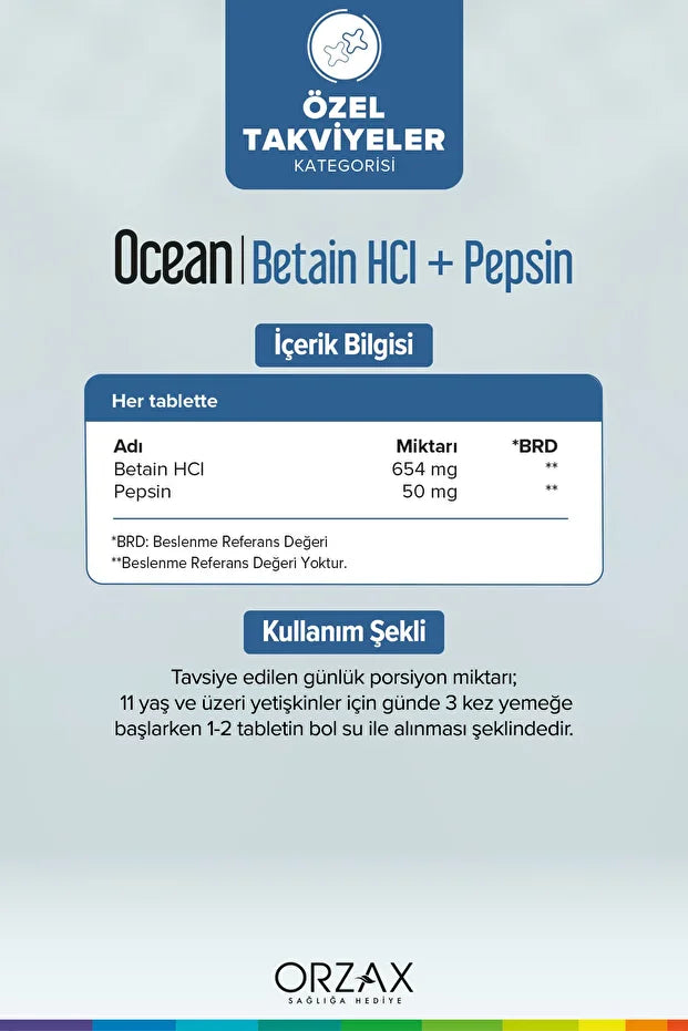 Ocean Betain HCL Pepsin 120 Tablet