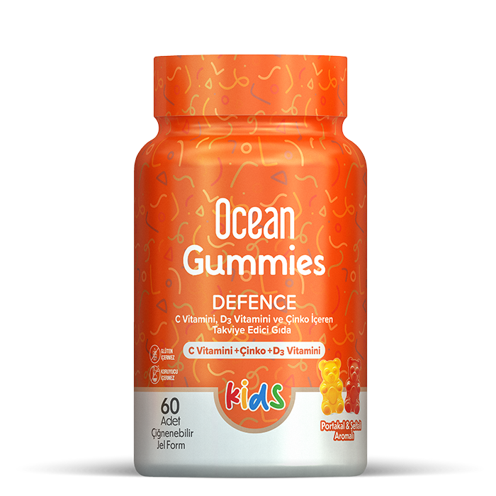 Ocean Gummies Defence KIDS C D3 Çinko 60 ADET Çiğnenebilir JEL FORM