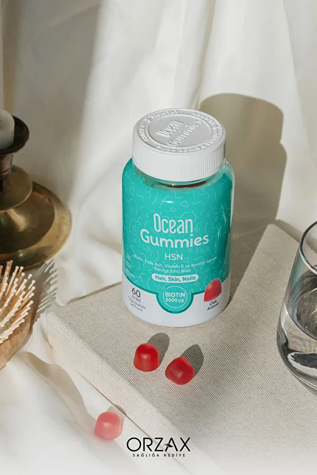 Ocean Gummies HSN 60 ADET Çiğnenebilir JEL FORM HAIR SKIN Nails