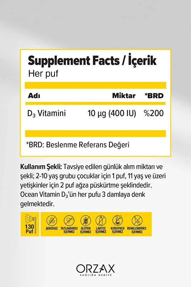 Ocean Vitamin D3 400IU Sprey 20ML