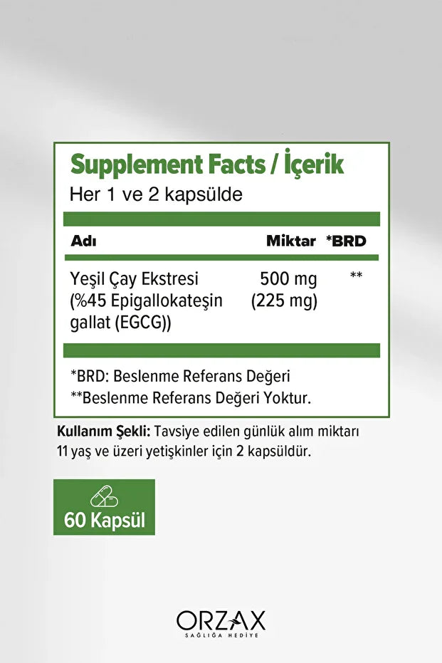 Ocean Yeşil ÇAY 500MG 60 Kapsül Green TEA