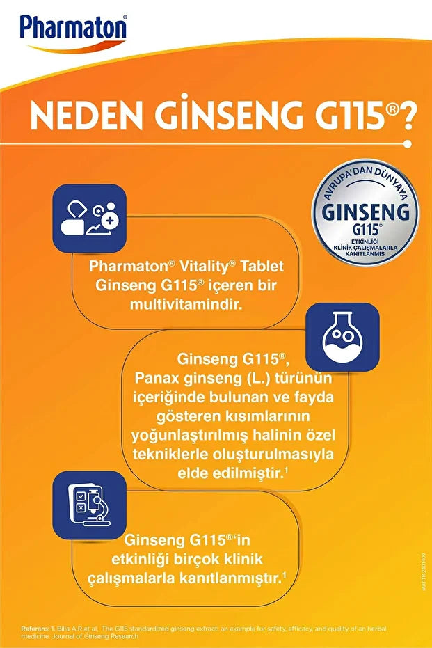 Pharmaton Vitality 30 Tablet Multivitamin Mineraller Ginseng G115