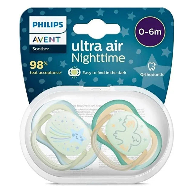 Philips Avent Ultra Air Nighttime Gece Emzik 0-6 Ay Erkek 2 Adetx6