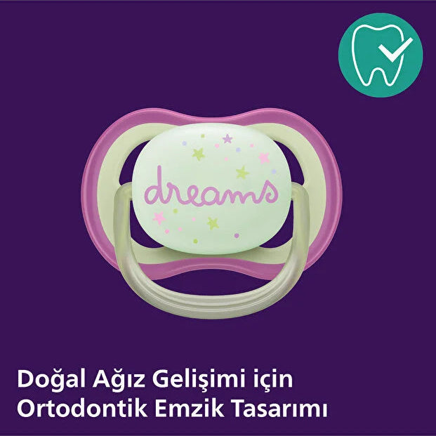 Philips Avent Ultra Air Nighttime Gece Emzik 06 Ay Kiz 2 Adetx6