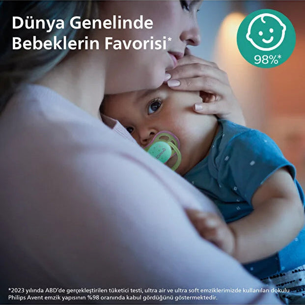 Philips Avent Ultra Air Nighttime Gece Emzik 06 Ay Kiz 2 Adetx6