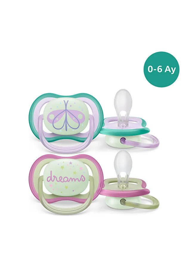 Philips Avent Ultra Air Nighttime Gece Emzik 06 Ay Kiz 2 Adetx6