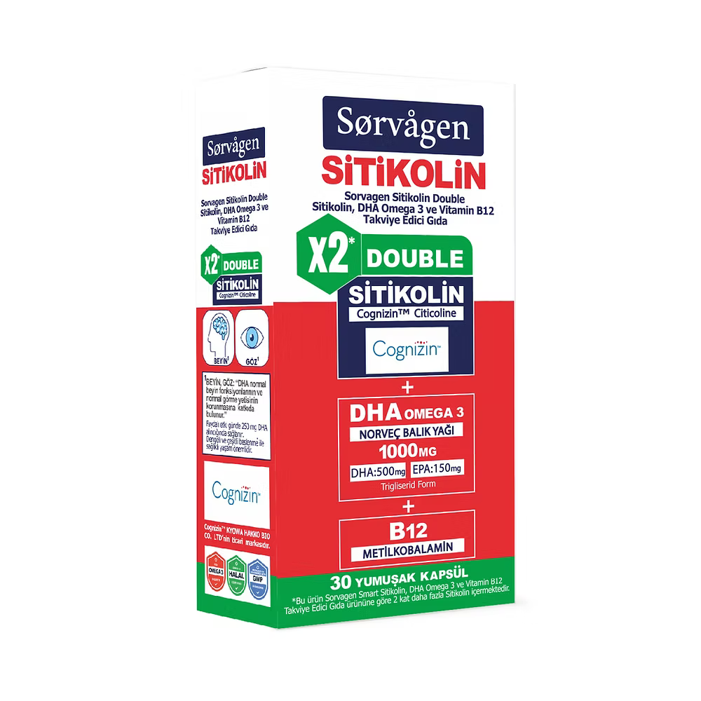 SORVAGEN SMART DOUBLE SİTİKOLİN 30 YUMUŞAK KAPSÜL DHA OMEGA 3 VİTAMİN B12