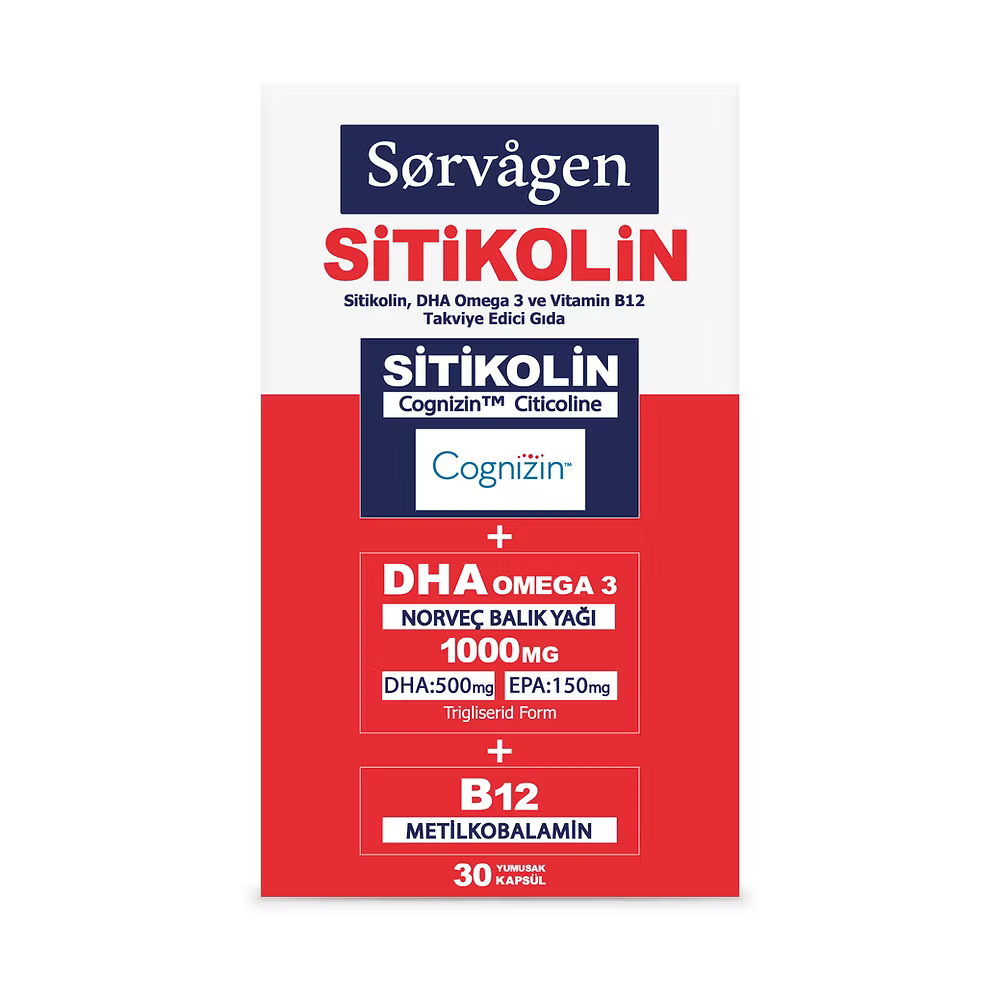 SORVAGEN SMART SİTİKOLİN 30 KAPSÜL DHA OMEGA 3 VİTAMİN B12