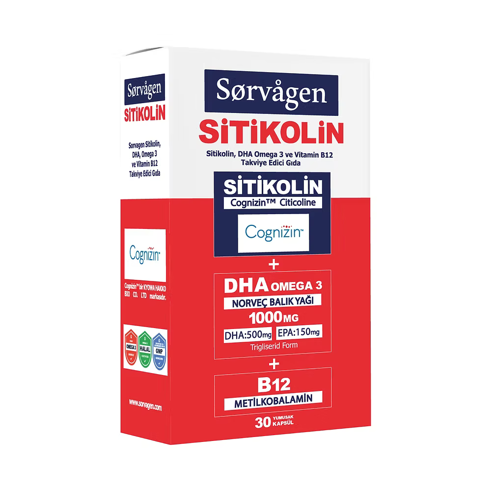 SORVAGEN SMART SİTİKOLİN 30 KAPSÜL DHA OMEGA 3 VİTAMİN B12