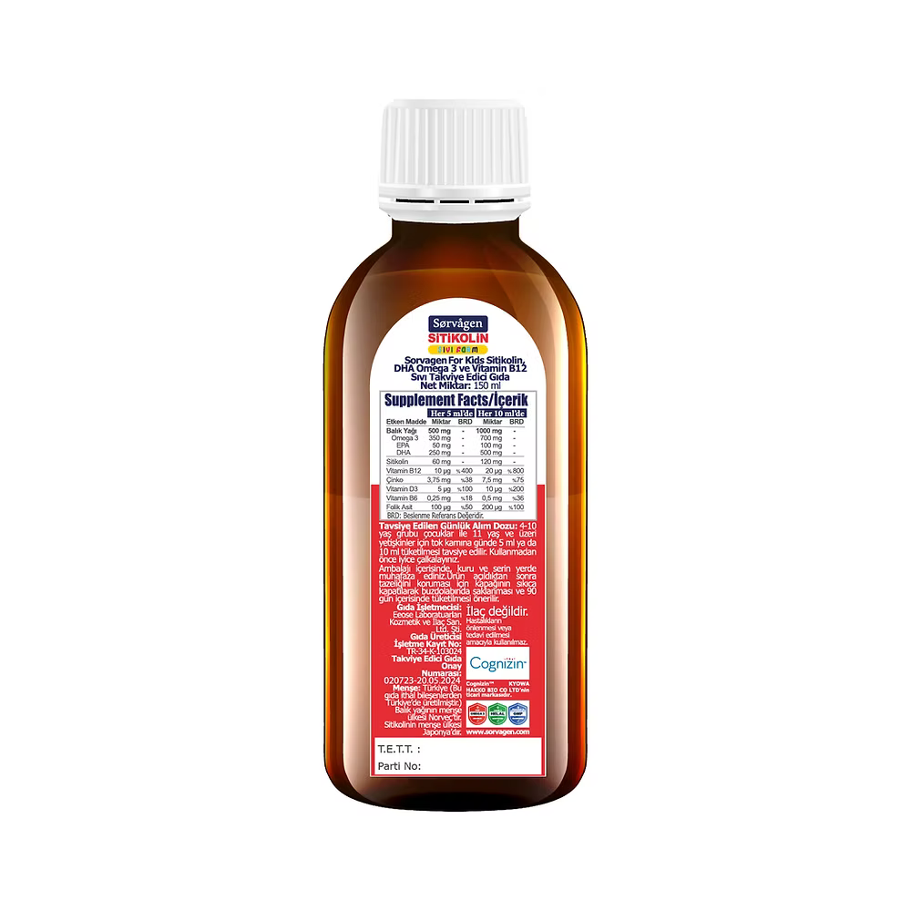 SORVAGEN SMART SIVI FORM 150ML SİTİKOLİN DHA OMEGA3 B12 150ML 234