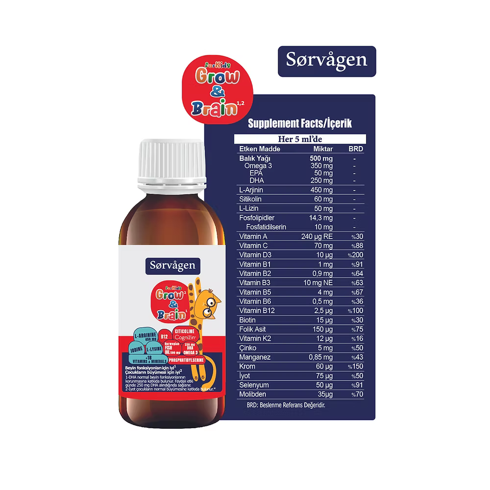 SORVAGEN GROW BRAİN FOR KIDS SIVI 150ML