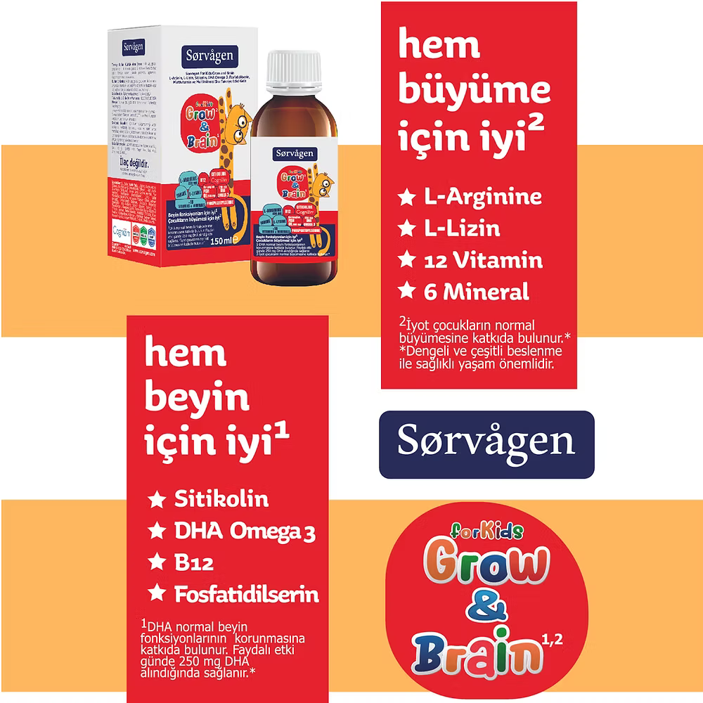SORVAGEN GROW BRAİN FOR KIDS SIVI 150ML