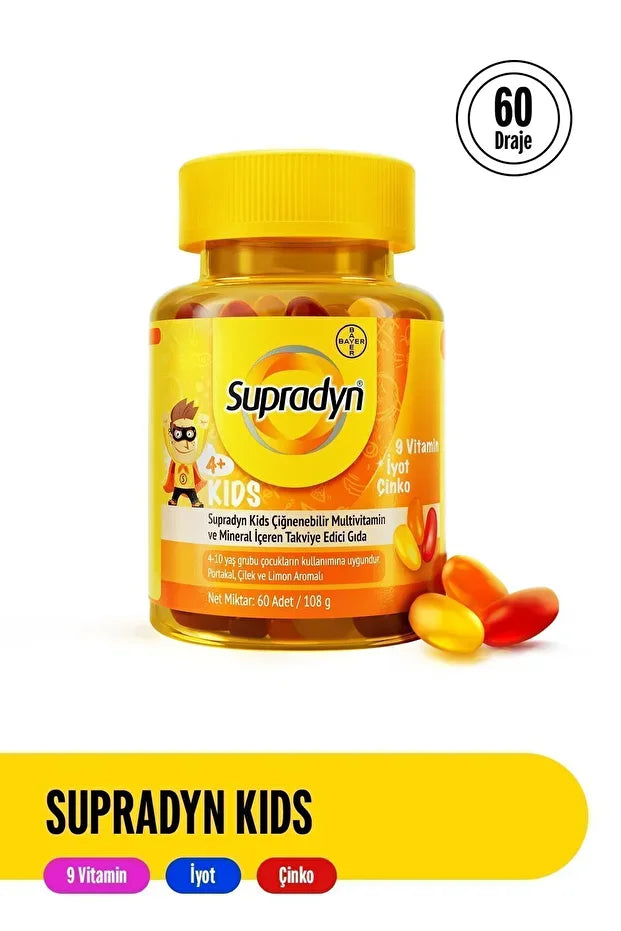 SUPRADYN KIDS 60 ADET ÇİĞNENEBİLİR MULTUVİTAMİN MİNERAL 4-10 YAŞ