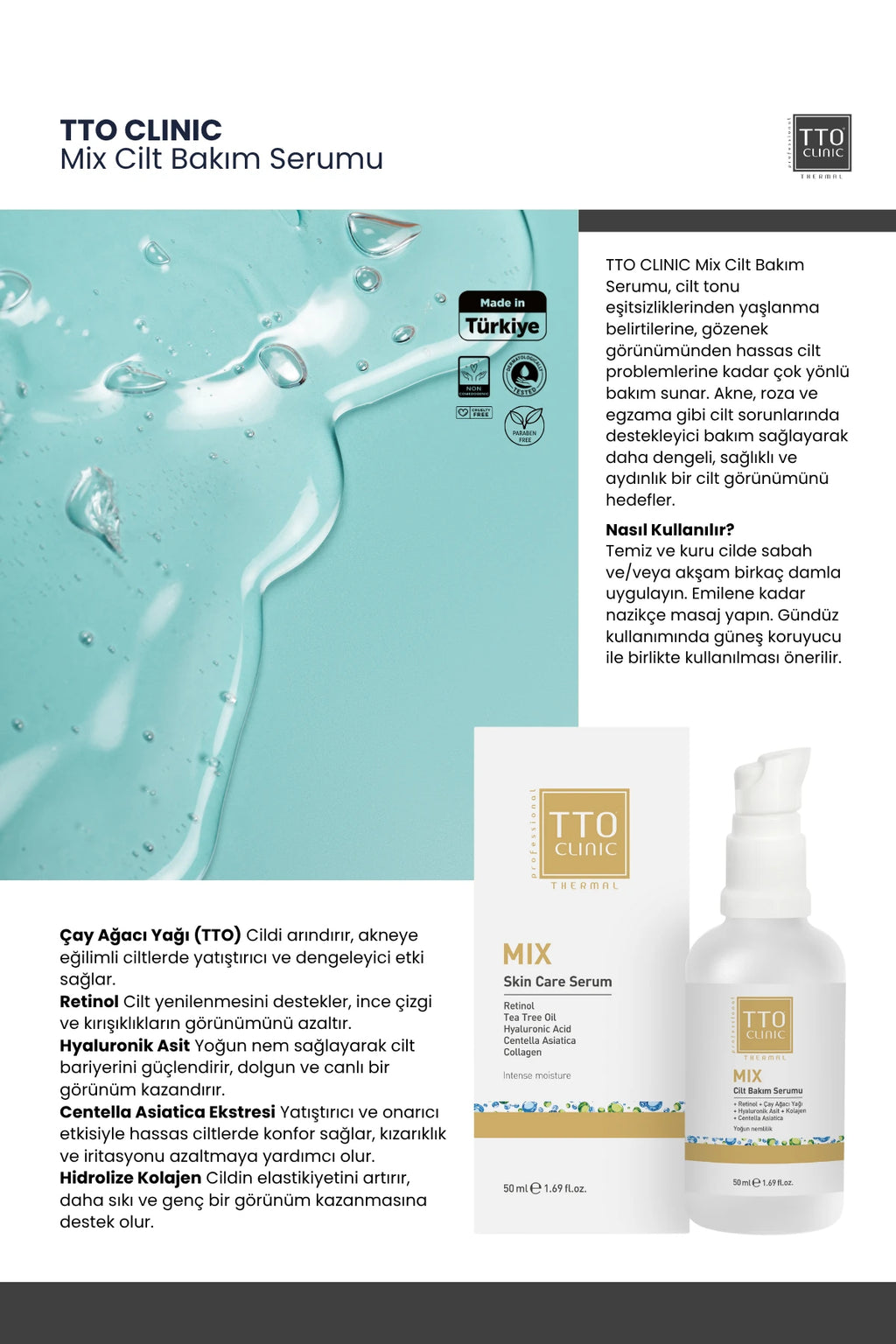 Tto Clinic Mix Skin Care Serum Cilt Bakim Serumu 50ml