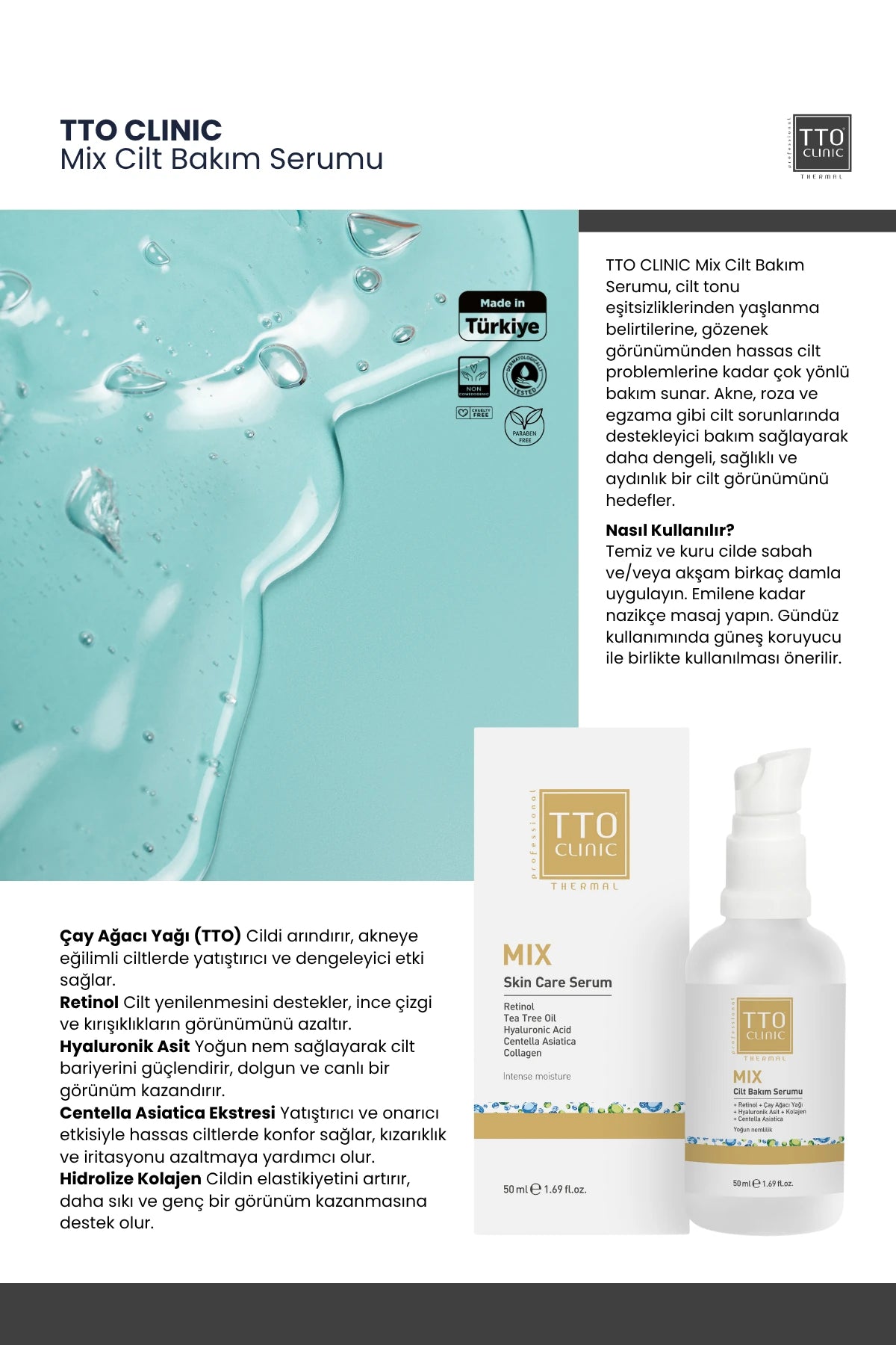 Tto Clinic Mix Skin Care Serum Cilt Bakim Serumu 50ml