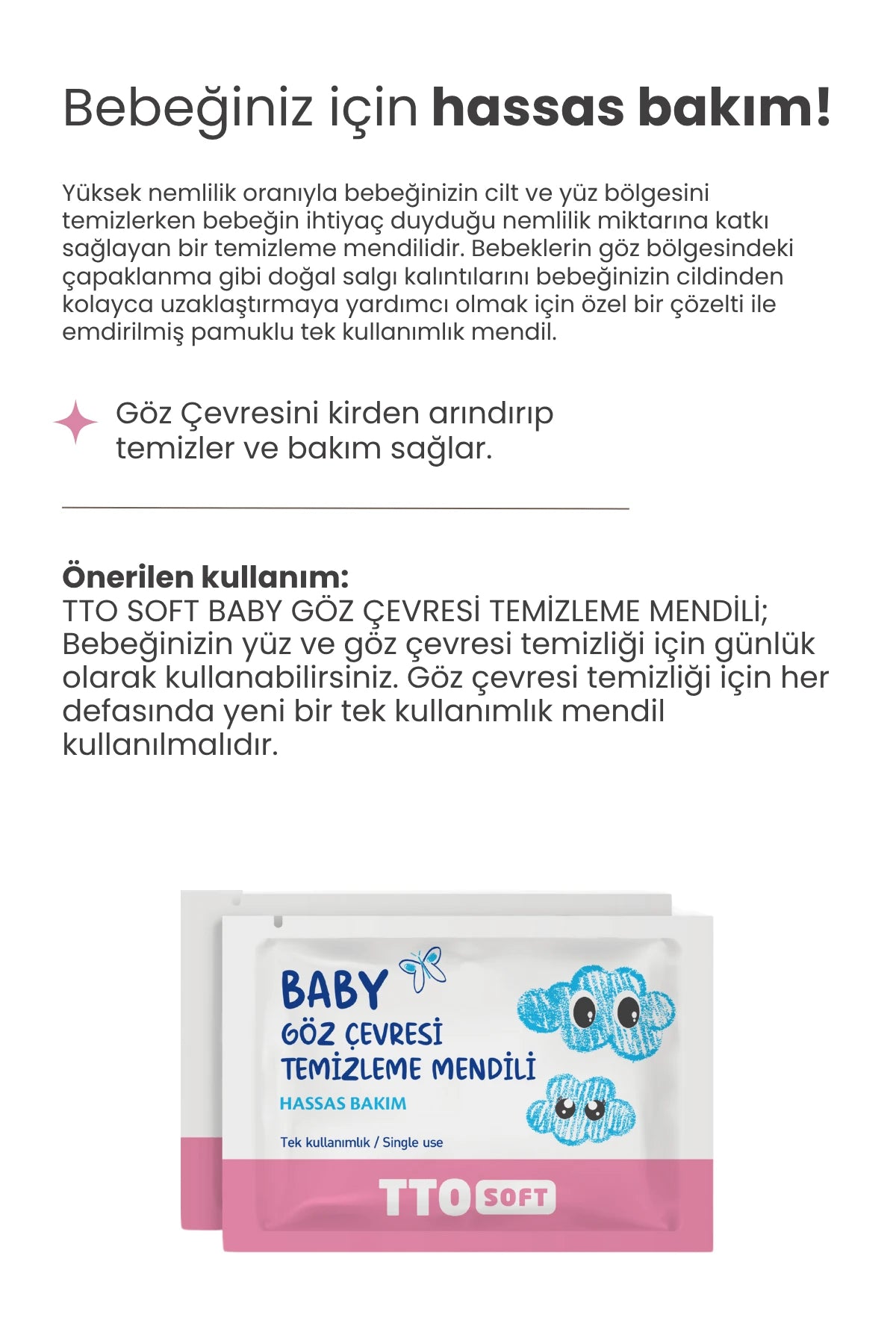Tto Soft Baby Göz Çevresi Temizleme Mendili 12 Adet
