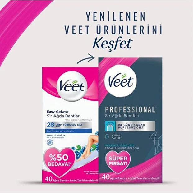 Veet Pure Yüze Özel Sir Ağda Bantlari Hipoalerjenik 20 Ağda Bandi+4 Adet Temizleme Mendili