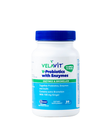 Velavit V-Probiyotics With Enzymes 30 Kapsül ProbiYotiK EnziM İNuliN ZencefiL