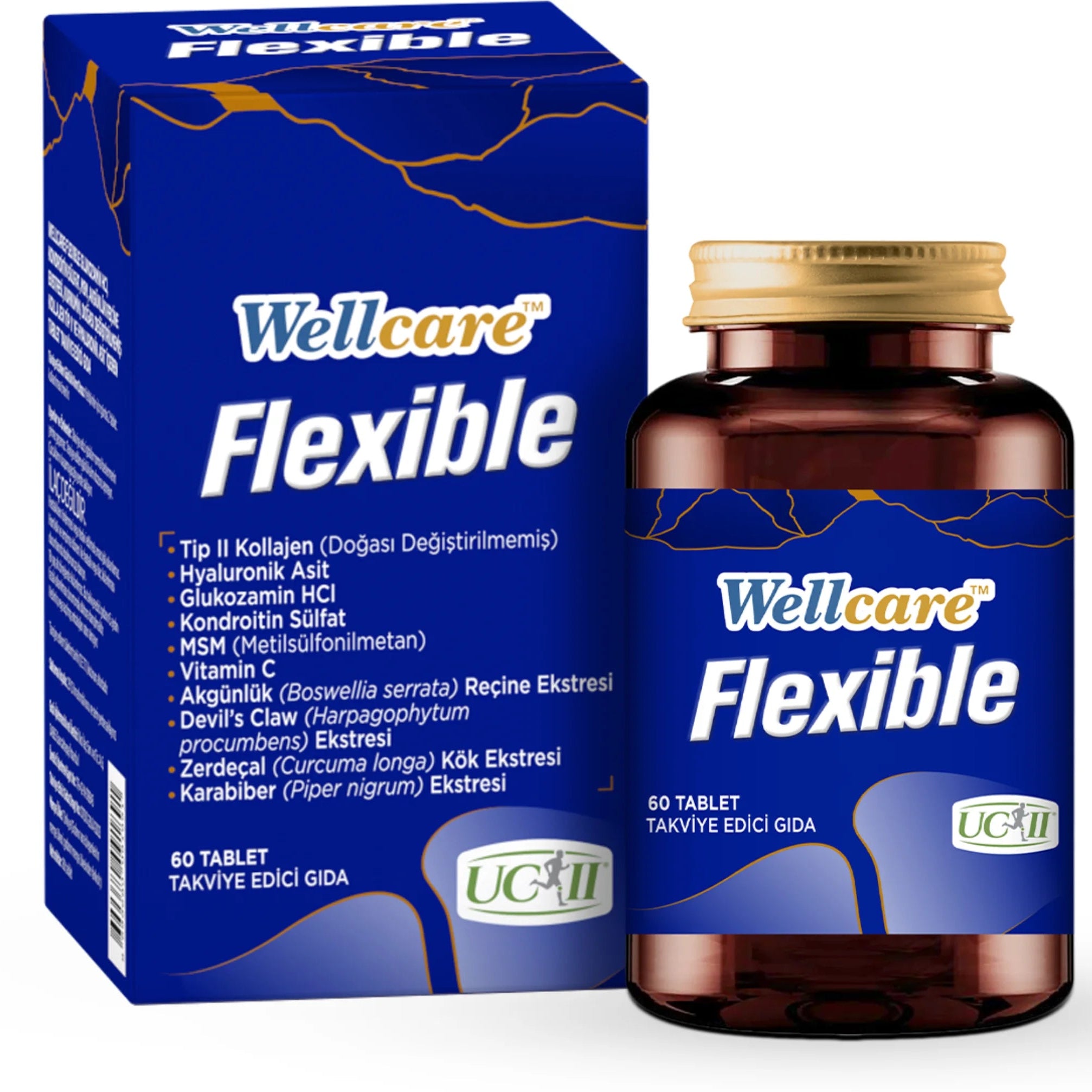 Wellcare Flexible 60 Tablet Glukozamin Hcl Kondroitin Sülfat Msm Akgünlük Kurkumin Kolajen