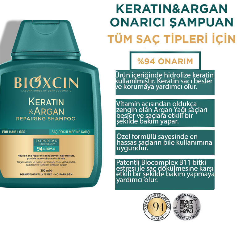 Bioxcin Keratin & Argan Onarıcı Şampuan 300 ml - 3 Al 2 Öde