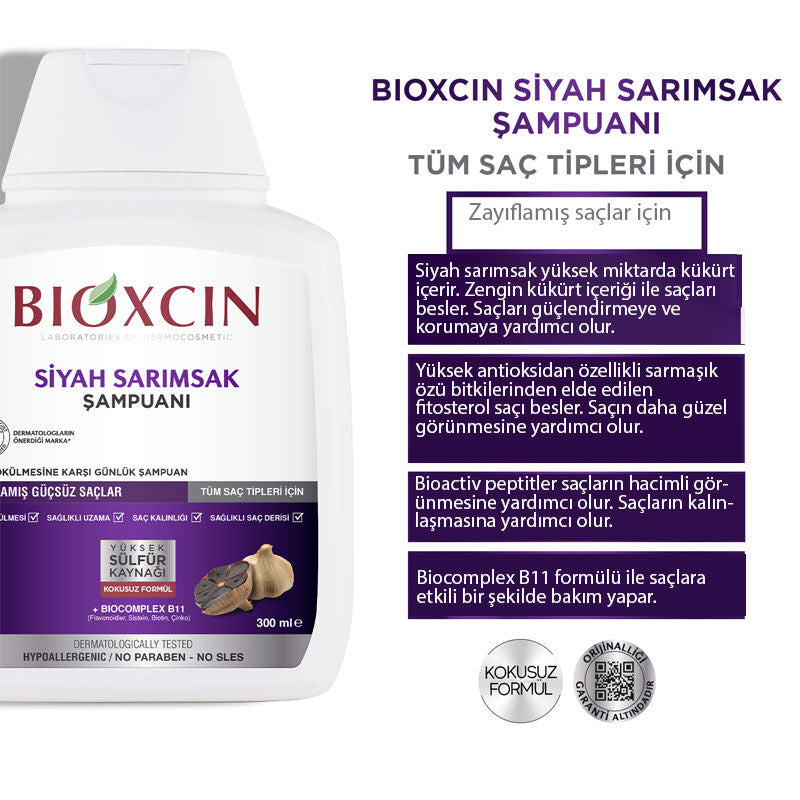 Bioxcin Saç Dökülmesine Karşı Siyah Sarımsak Şampuanı 300 ml - 3 Al 2 Öde