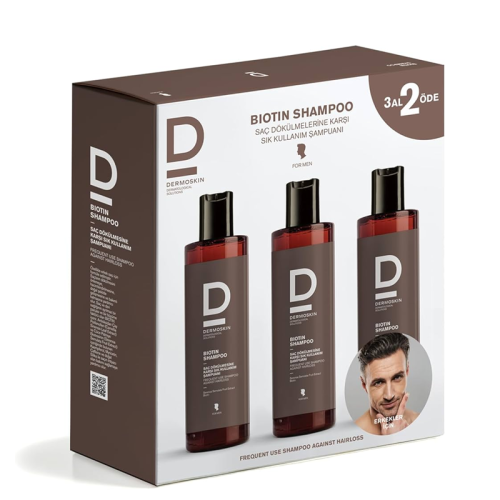 Dermoskin Biotin Şampuan (Erkek) Saç Dökülme Karşıtı 200 ml 3 Al 2 Öde Paketi